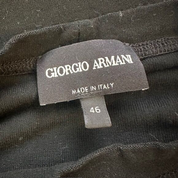 Georgio Armani Women's Black T-Shirt with Velvet Oversized Logo Size 46 (XL/10) - Picture 2 of 7